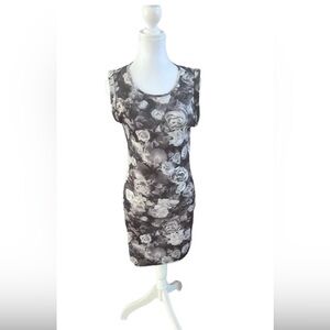 Guess Women’s Floral Gray Rose Fitted Sleeveless‎ Tank Bodycon Dress Medium
